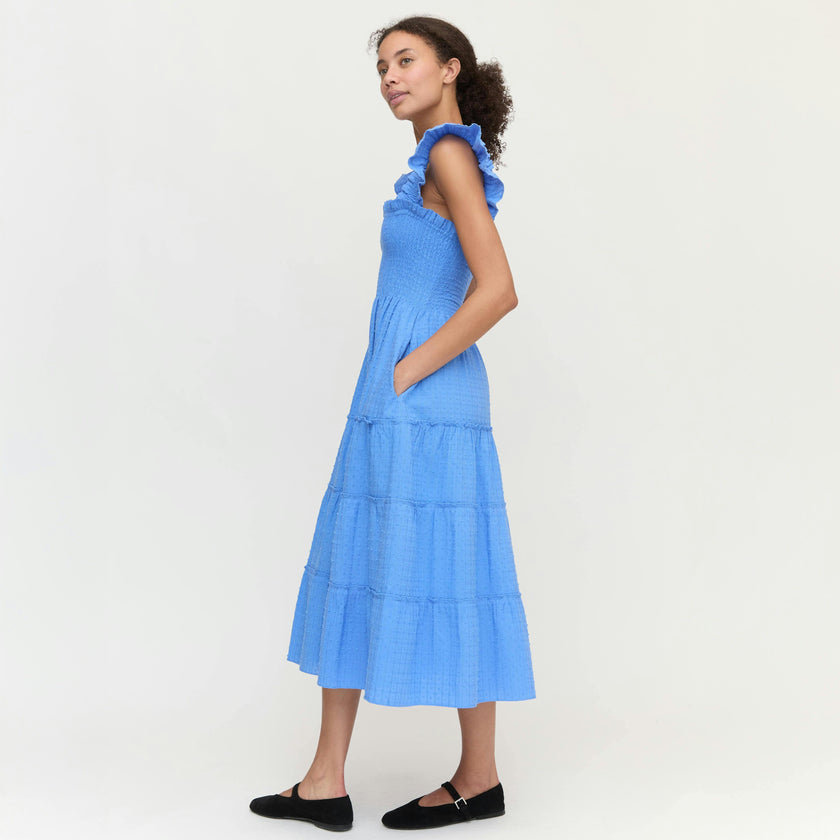 The Ellie Nap Dress - Hydrangea Blue Textured Clip Dot