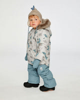 Baby Two Piece Snowsuit Blue Dinosaur Print