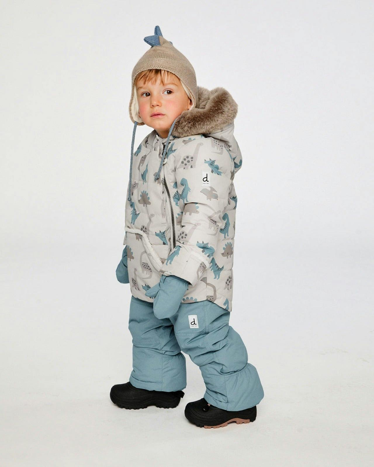Baby Two Piece Snowsuit Blue Dinosaur Print