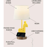 Sahara 17.5" Mid-Century Vintage Iron/Resin LED Kids' Table Lamp with Phone Stand and USB Charging Port