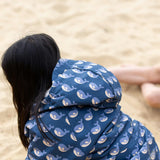 Singing Whales Recycled Waterproof Robe, Blue