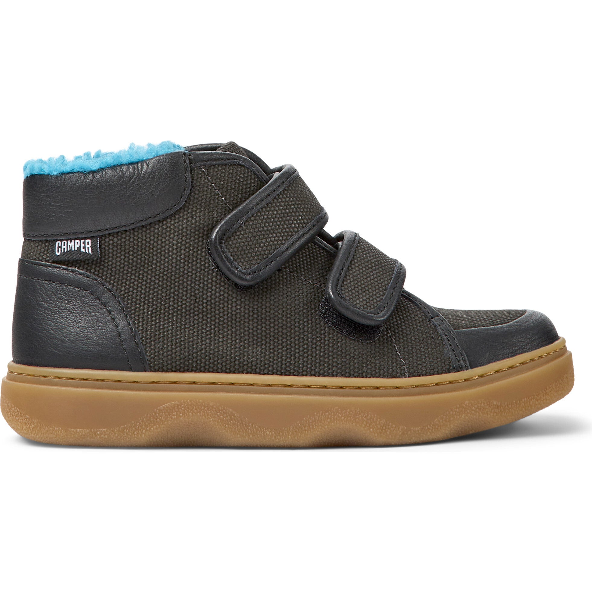 Kiddo Leather And Textile 2-Velcro Strap Sneakers, Grey