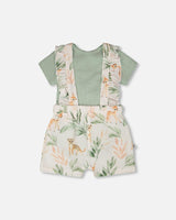Pointelle Onesie And Cotton Muslin Shortall Set