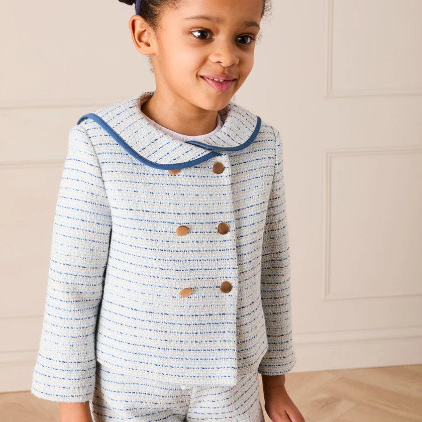 Brighton Boucle Tweed Gold Button Shorts in Blue (4-12yrs)