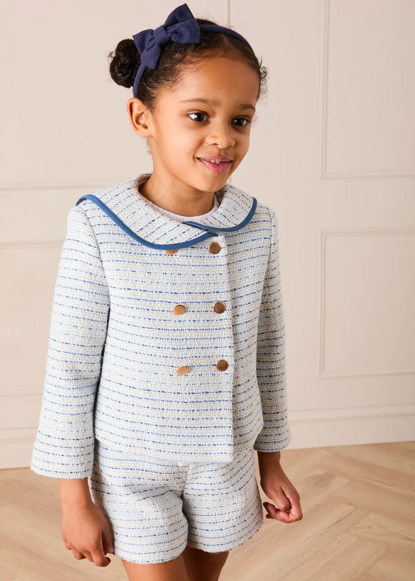 Brighton Boucle Tweed Gold Button Jacket in Blue (4-12yrs)