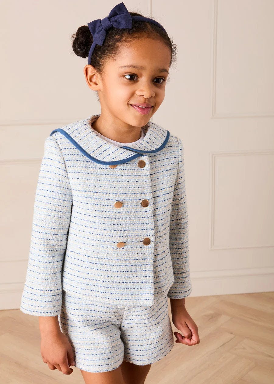 Brighton Boucle Tweed Gold Button Shorts in Blue (4-12yrs)