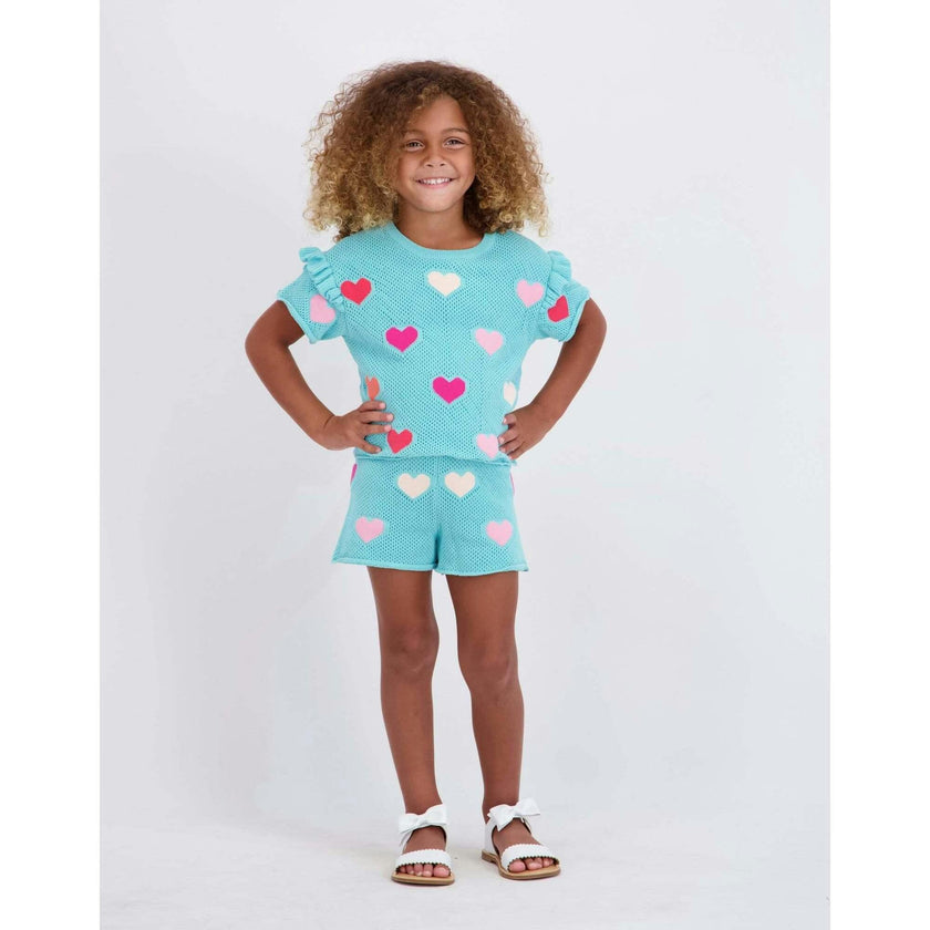Girls Heart Crochet Set | Aqua Hearts