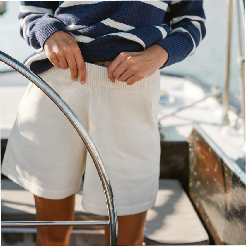 Women's Cream Knit Shorts