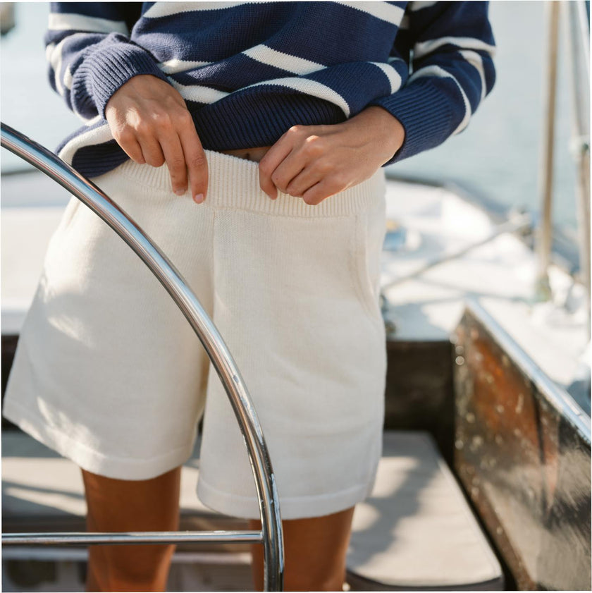 Women's Cream Knit Shorts