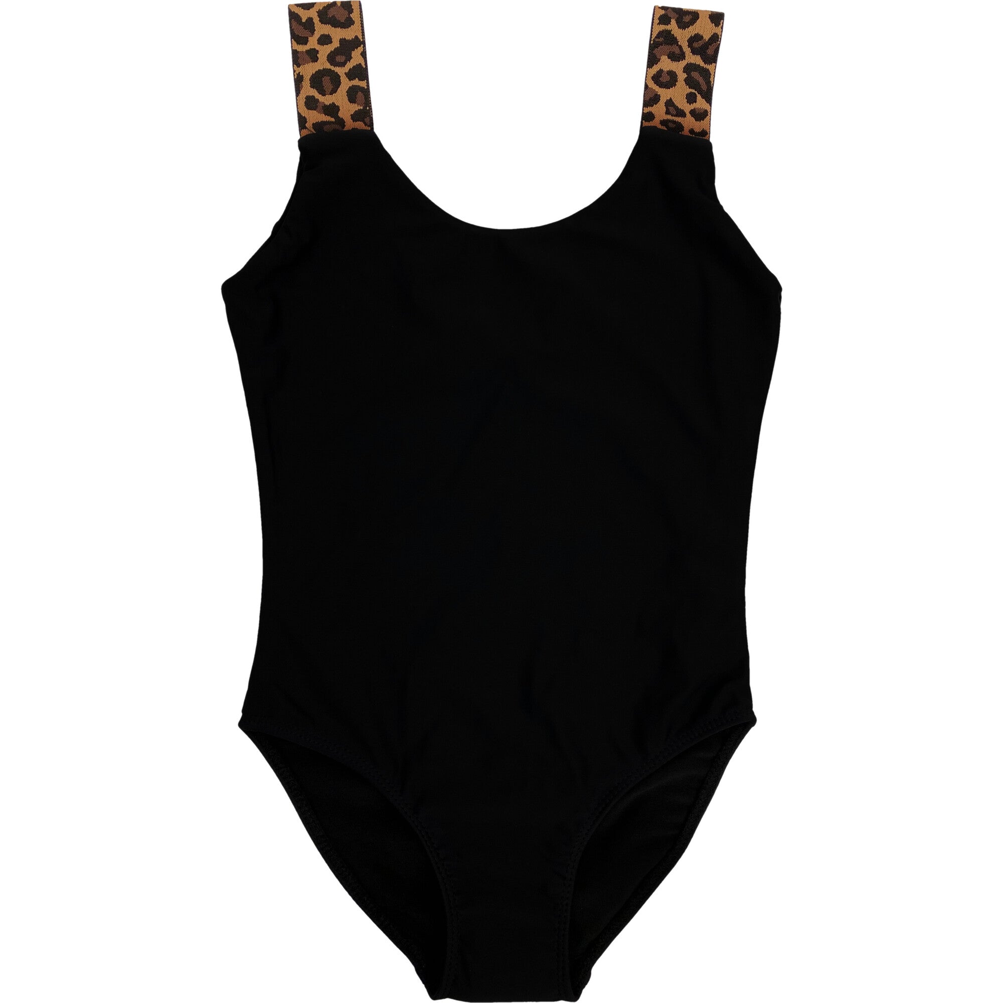 Girls Cheetah Strap One Piece Bathing Suit Bikini, Black