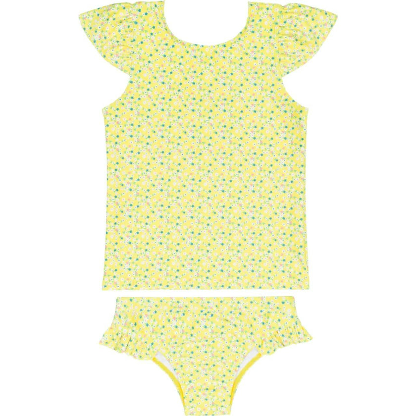 girls petite fleur cap sleeve rashguard set