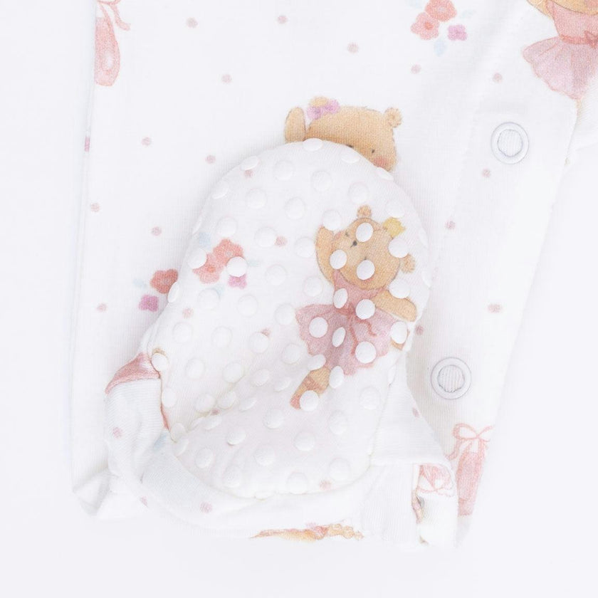 Teddy Bear Ballerina - Smocked Peter Pan Snap Footie