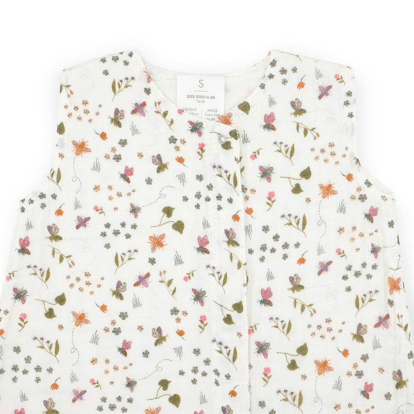 Cotton Muslin Sleep Bag - Garden Bees