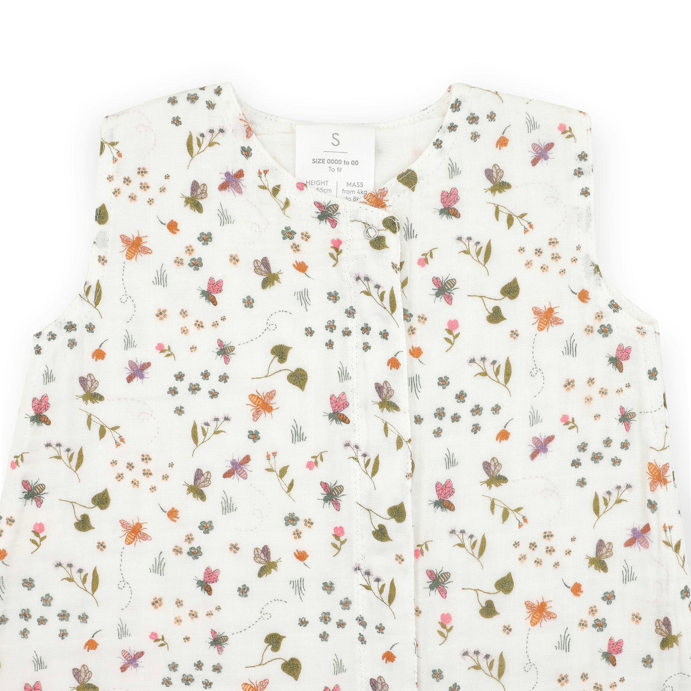 Cotton Muslin Sleep Bag - Garden Bees