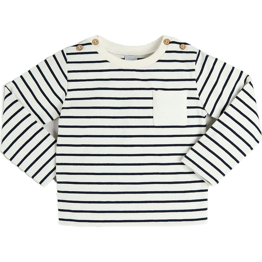 Sailor Stripe Long Sleeve Pocket Detail Top in White (2-10yrs)