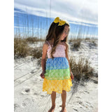 Smock Bodice Tiered Dress Block Print
