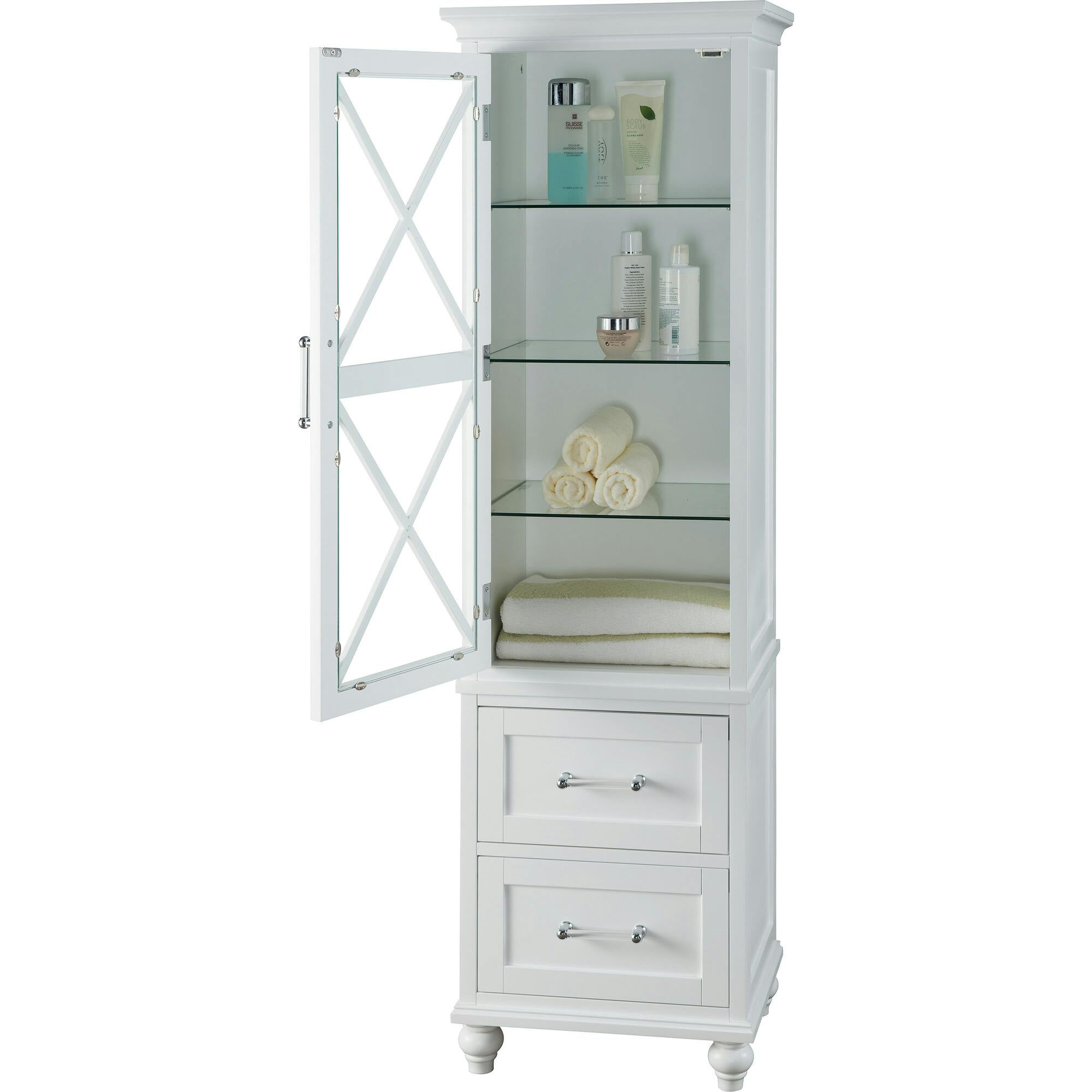Blue Ridge Wooden Linen Tower Cabinet with Adjustable Shelves
