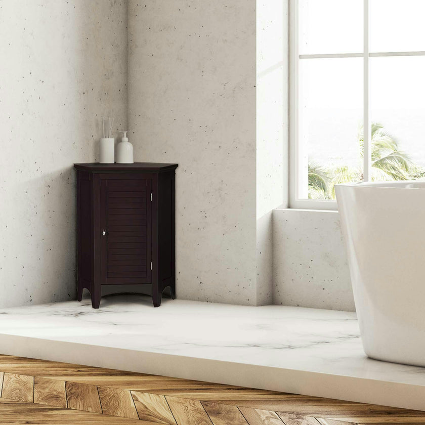 Glancy Wooden Corner Floor Cabinet with Shutter Door