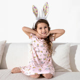 Easter Pink Bamboo Girls' Short Sleeve Dress