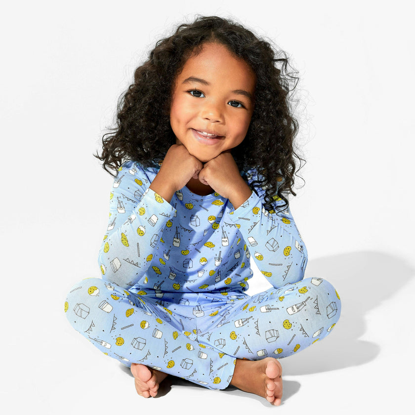 Milk & Cookies Blue Bamboo Kids Pajamas