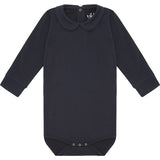 Organic Long Sleeve Collared Bodysuit, Navy
