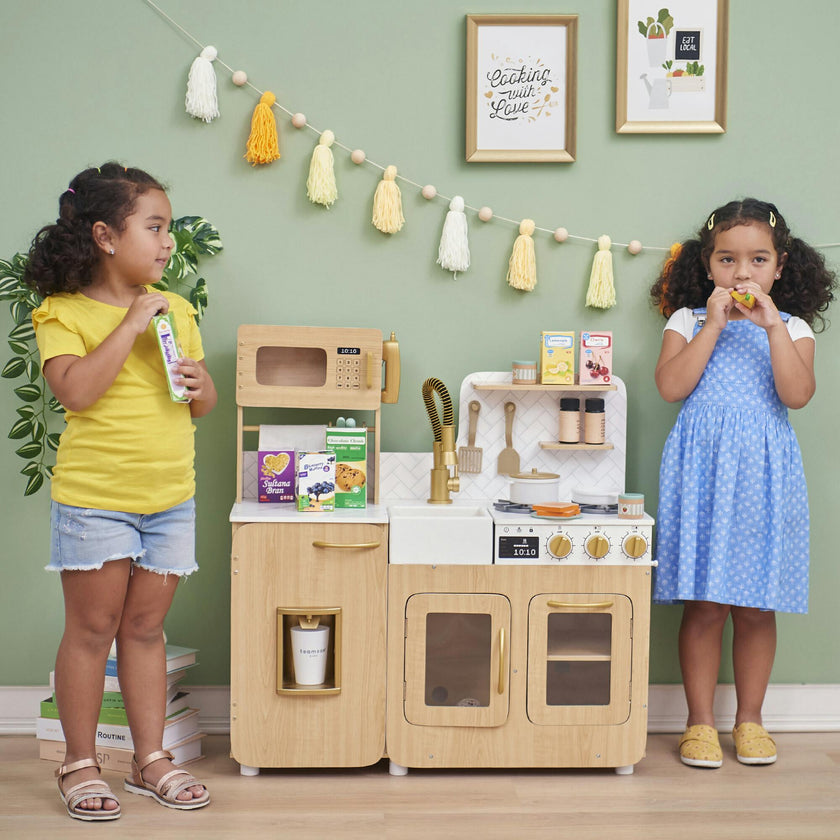 Little Chef Cyprus Medium Play Kitchen - Light Oak/White