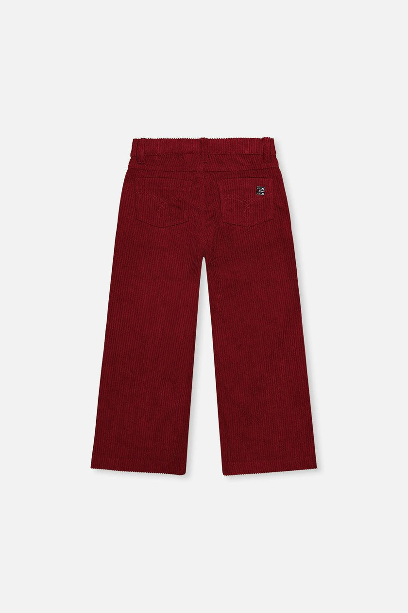 Stretch Corduroy Wide Leg Pants Reddish-Brown