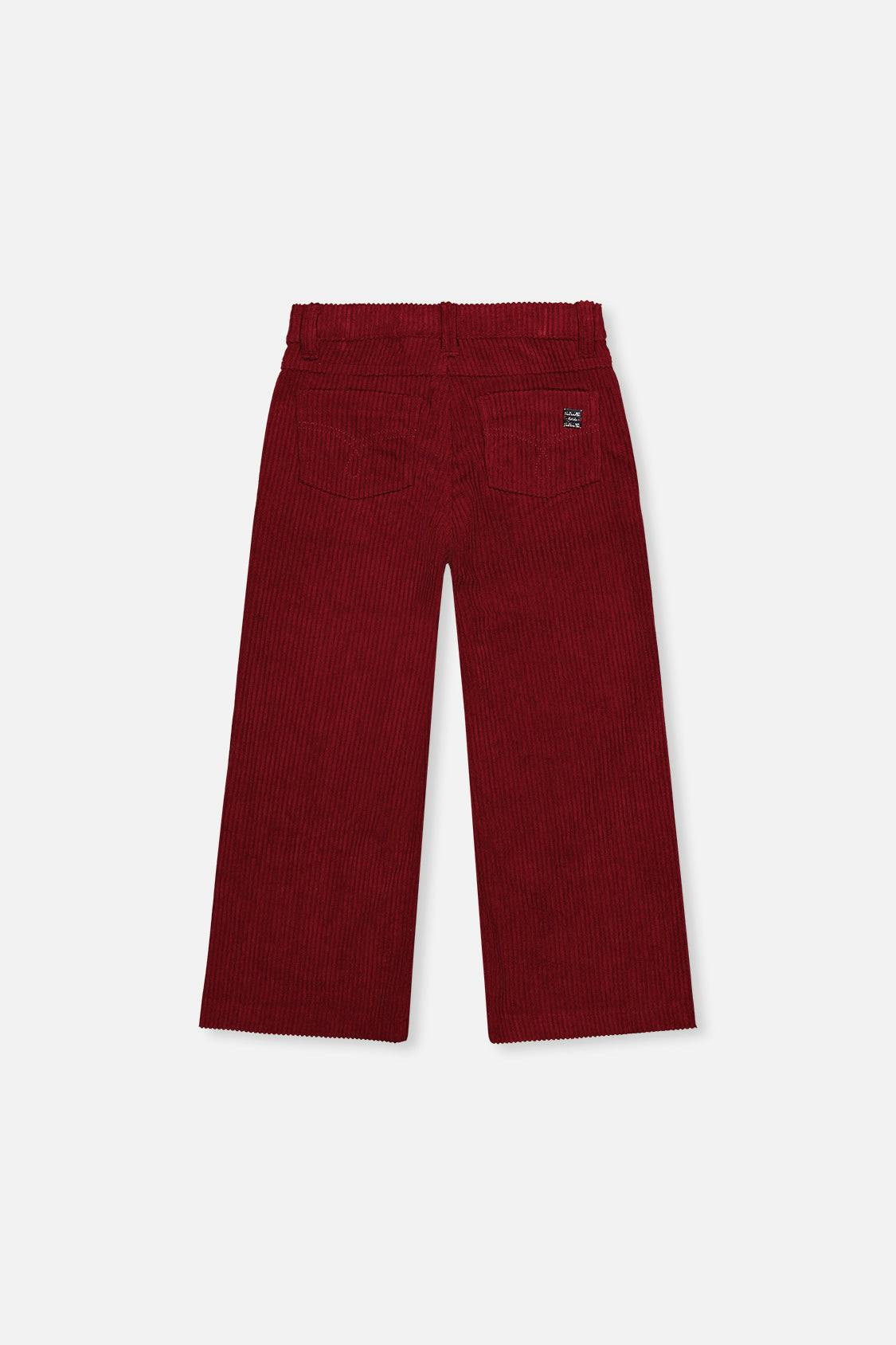 Stretch Corduroy Wide Leg Pants Reddish-Brown