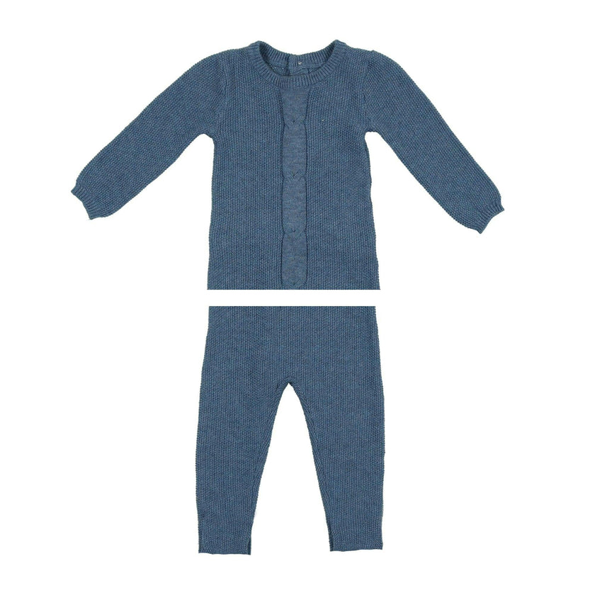 Braided Rope Knit Long Sleeve Sweater & Pant 2-Piece Set