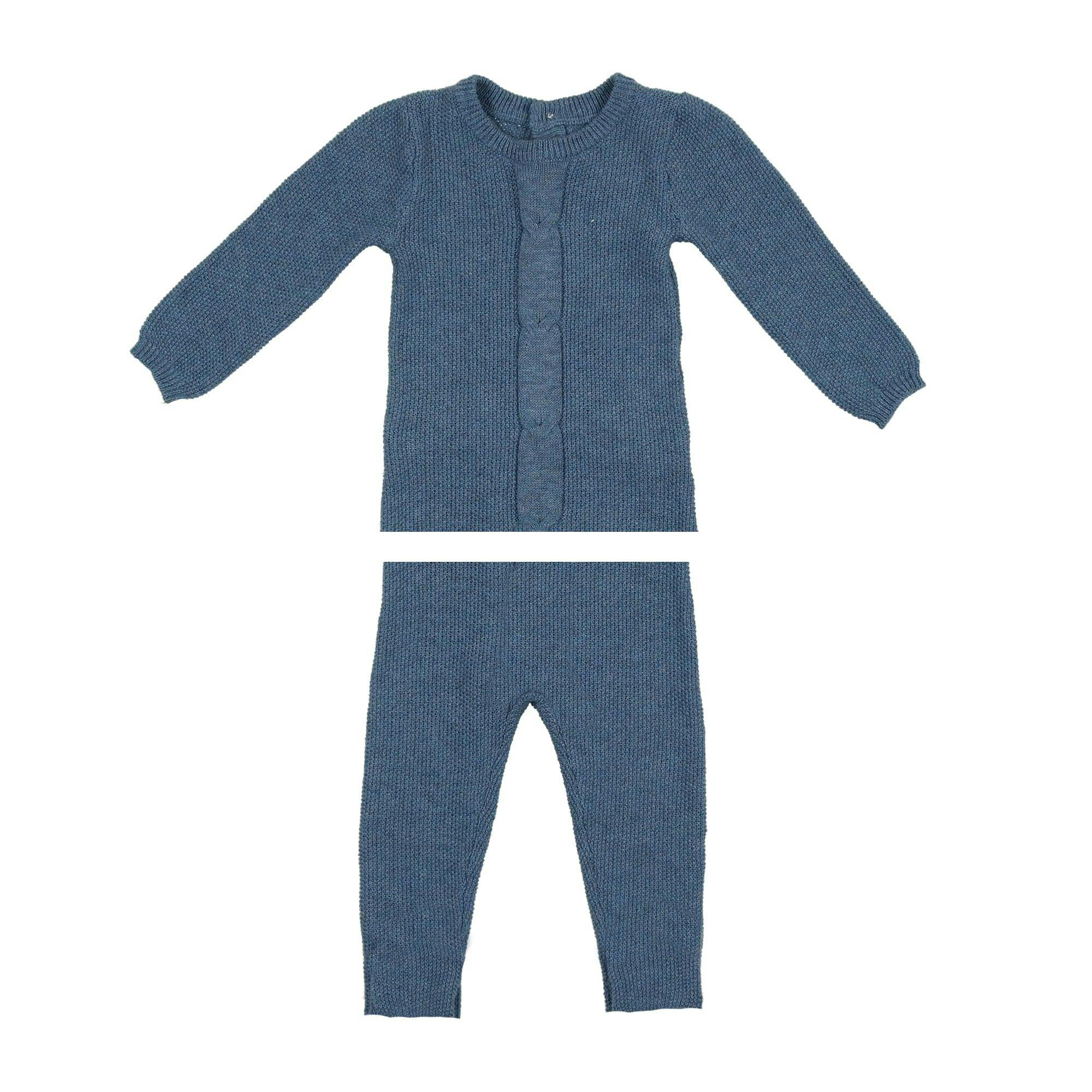 Braided Rope Knit Long Sleeve Sweater & Pant 2-Piece Set
