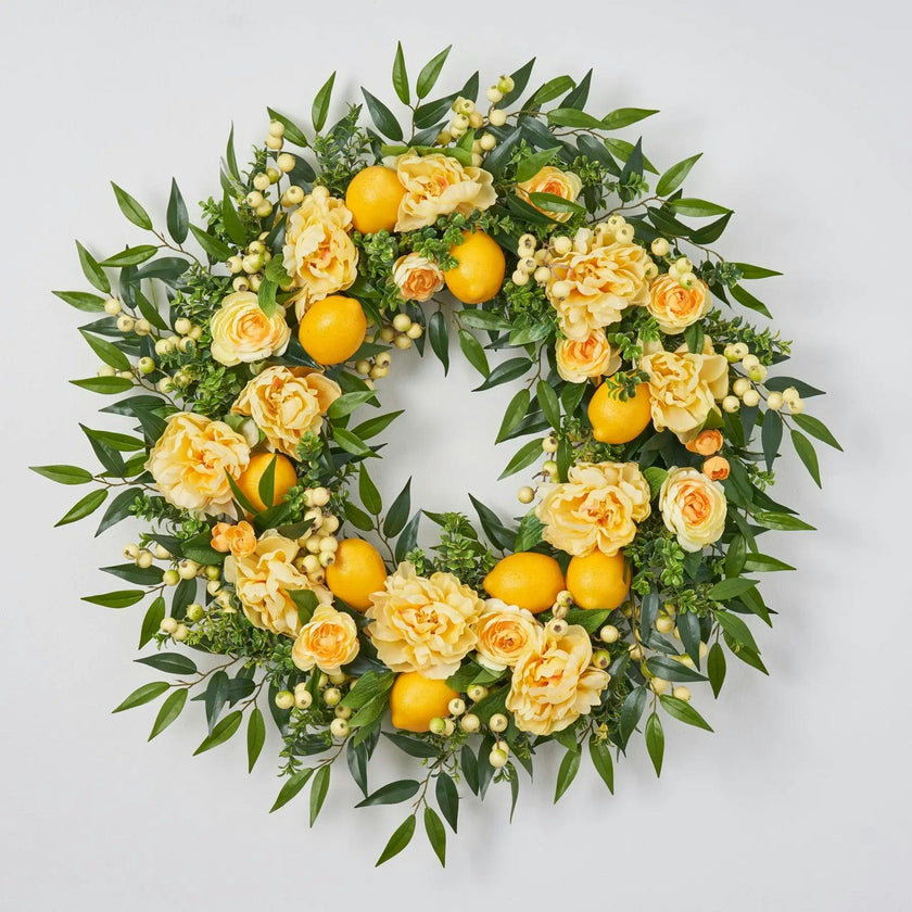 Lemonade Peony & Lemon Everyday Spring Summer Front Door Wreath