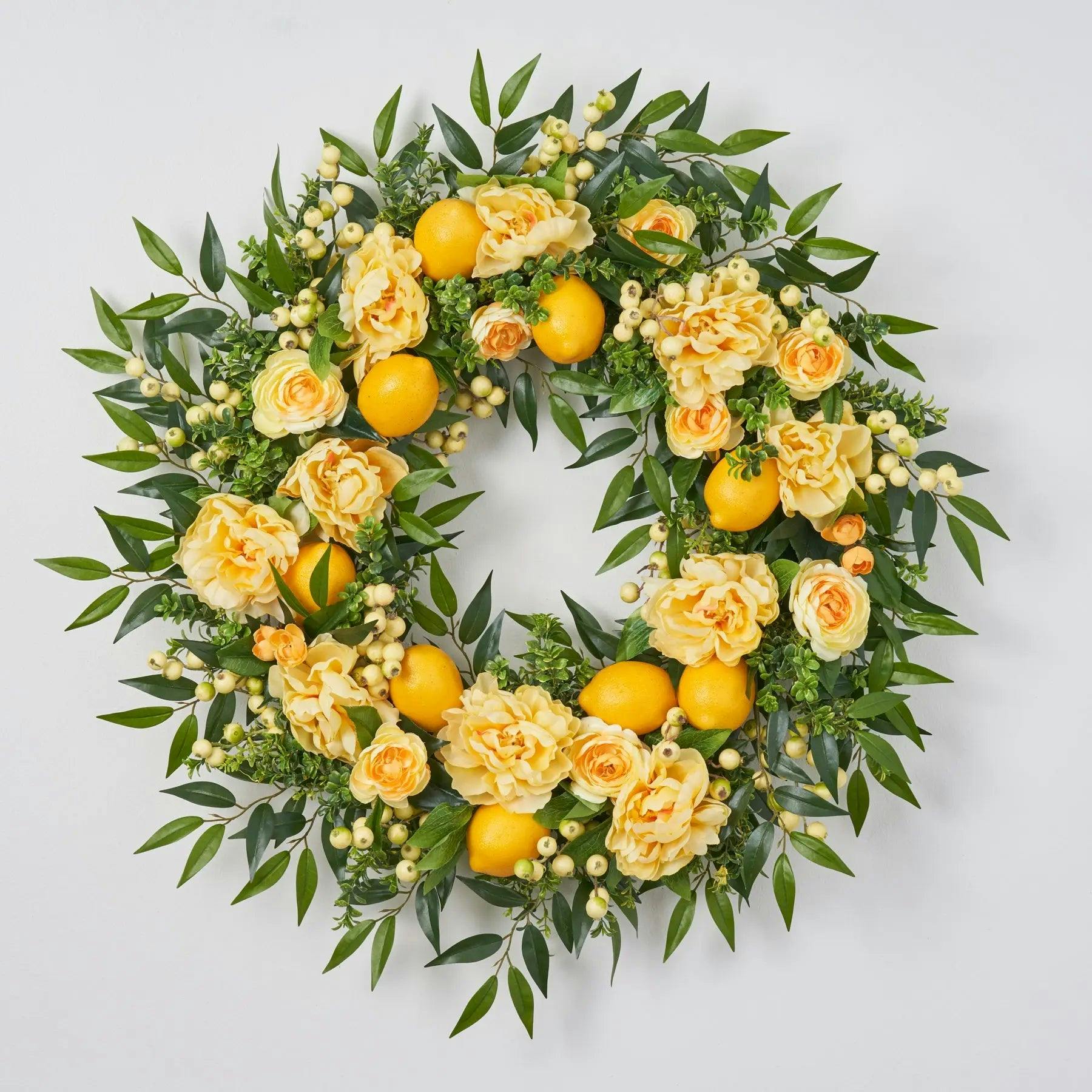 Lemonade Peony & Lemon Everyday Spring Summer Front Door Wreath