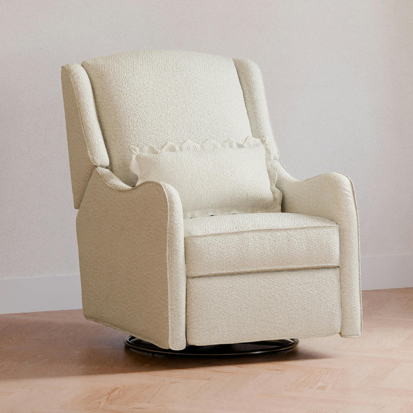 Devon Recliner and Swivel Glider in Ivory Boucle