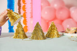 Packed Party Golden Girl Mini Gold Fringe Party Hats Set of 4 - Metallic Gold Fringe Mini Hats with Elastic Strap for Birthdays and Celebrations, One Size