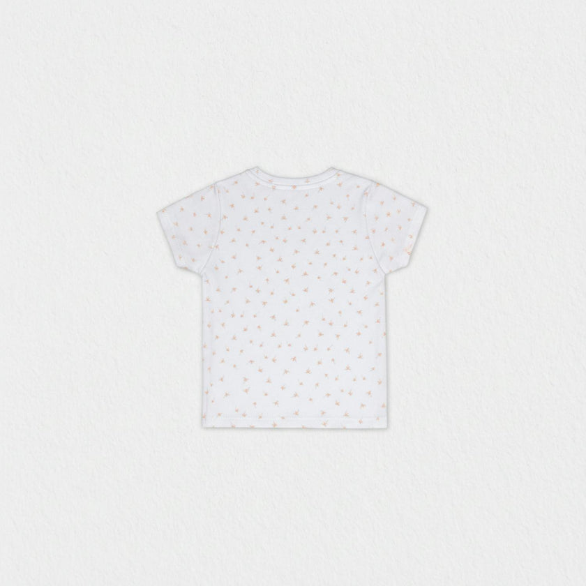 Cederique Baby T-shirt Short Sleeve, White Beige Palm