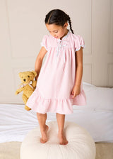 Beauchamp Gingham Ruffle Hem Floral Trim Night Dress in Pink (18mths- 10yrs)