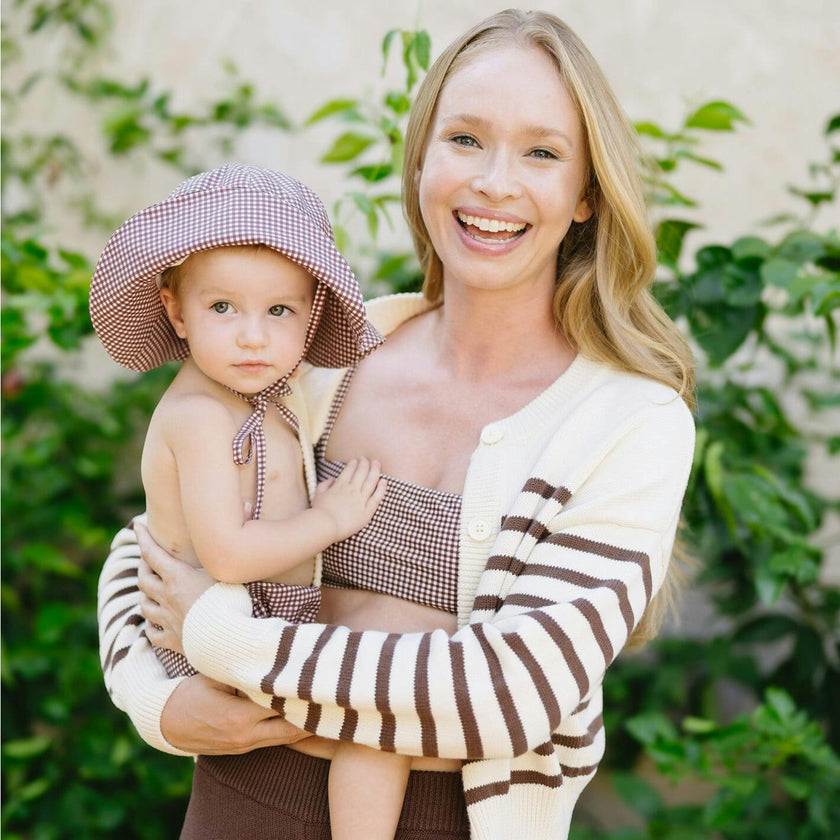 baby cocoa gingham sun hat