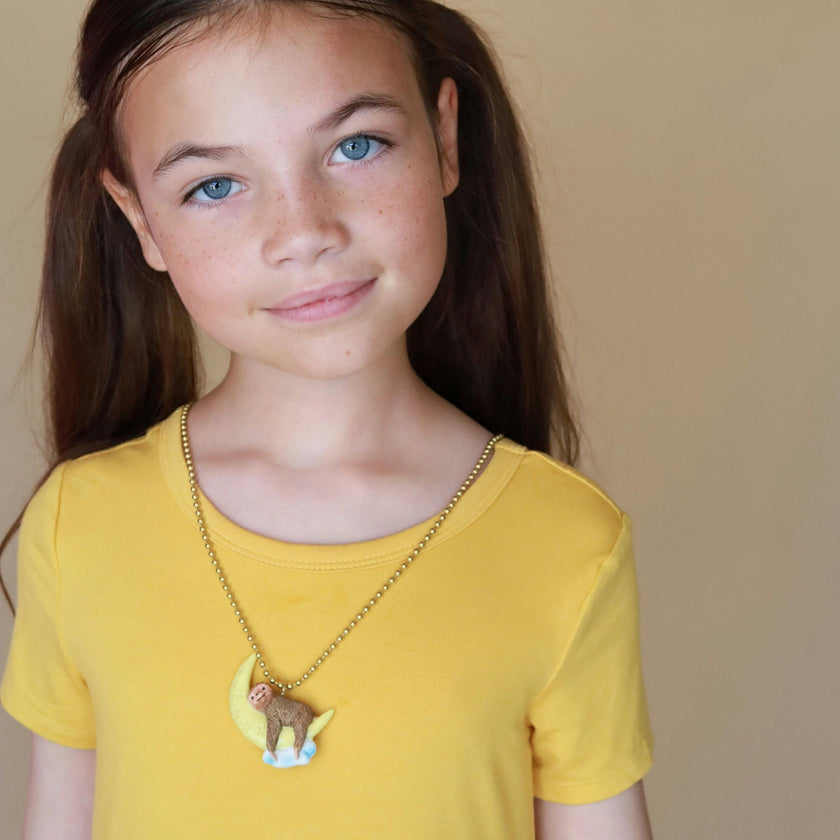 GLOW-IN-THE-DARK SLEEPY SLOTH NECKLACE