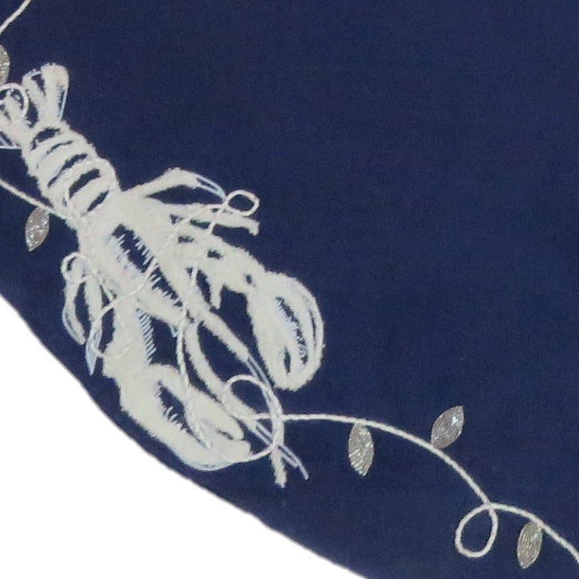 Handmade Lobsters Navy Blue Cotton Christmas Tree Skirt 60" Arcadia Home