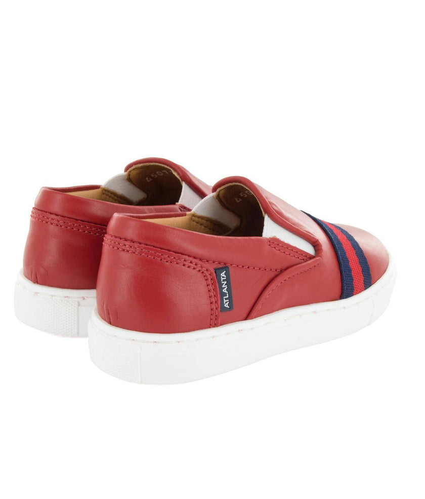 Slip On Sneaker, Red Smooth Leather