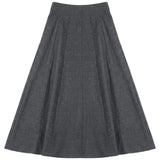 Stretch Denim Midi Panel Skirt