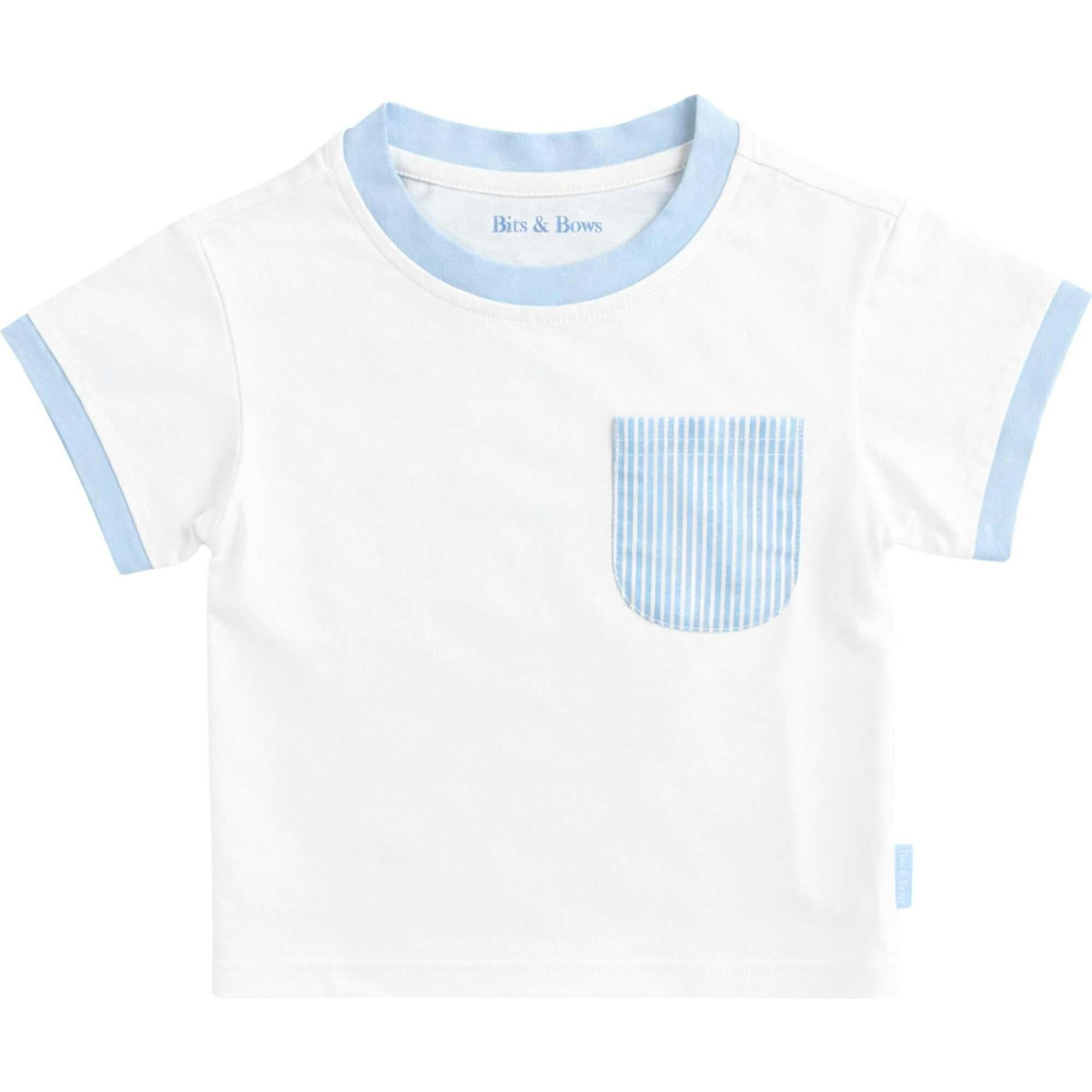 Blue Seersucker Pocket T-Shirt