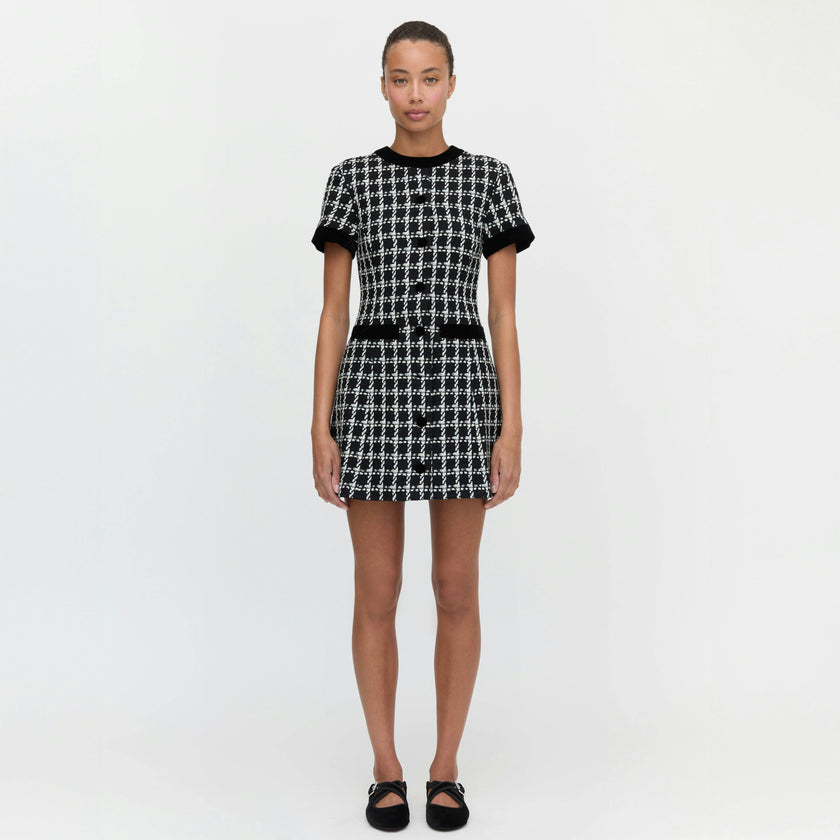 The Allegra Dress - Black and White Tweed