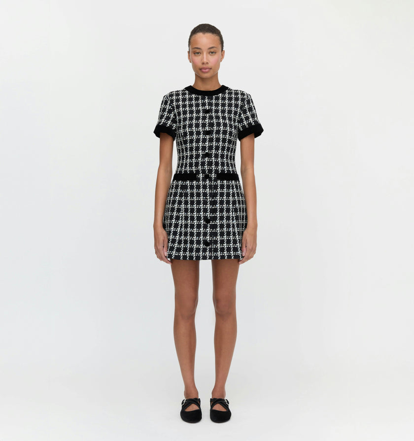 The Allegra Dress - Black and White Tweed