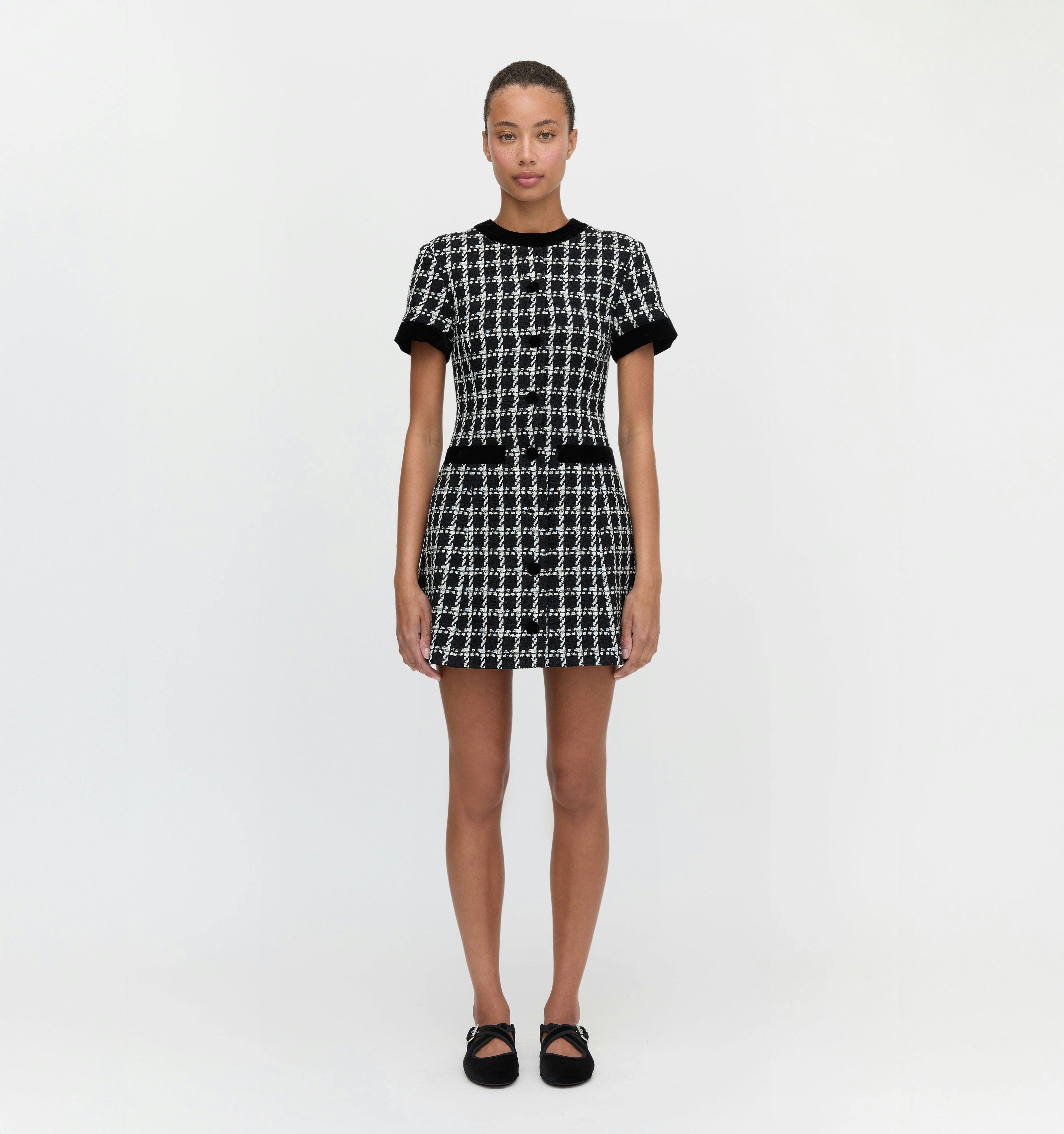 The Allegra Dress - Black and White Tweed