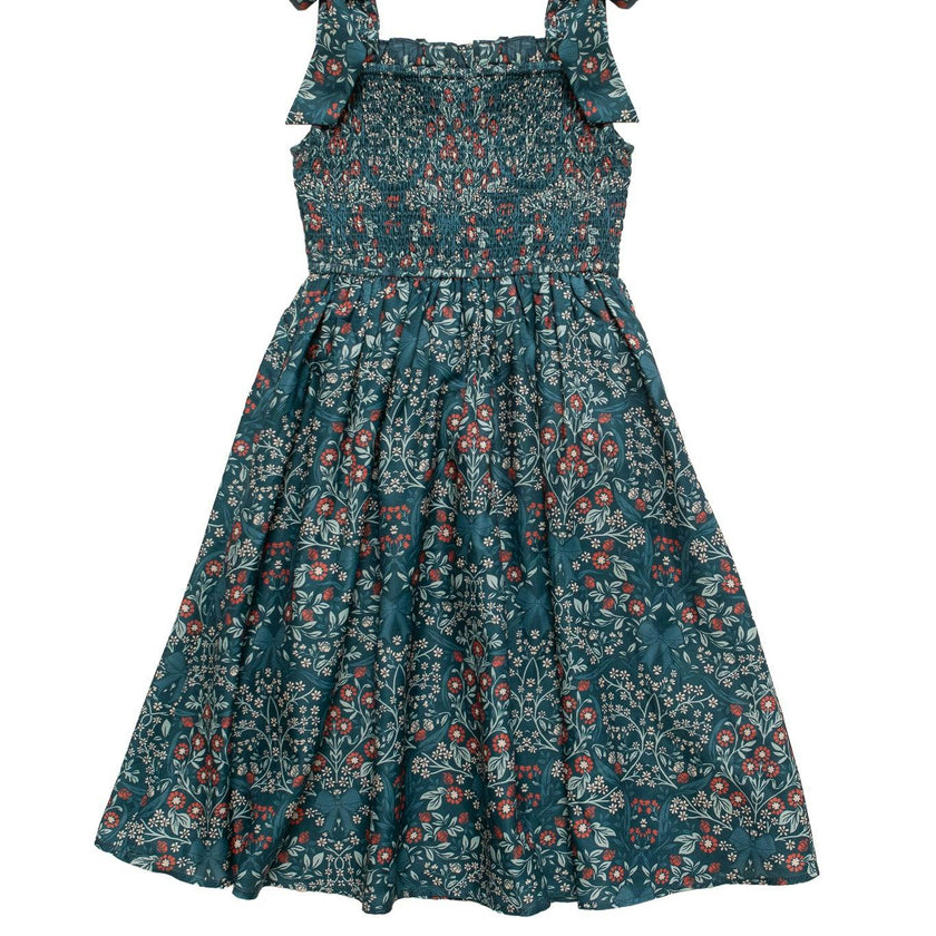 Mini Rayna Dress in Teal Ribboned Garden