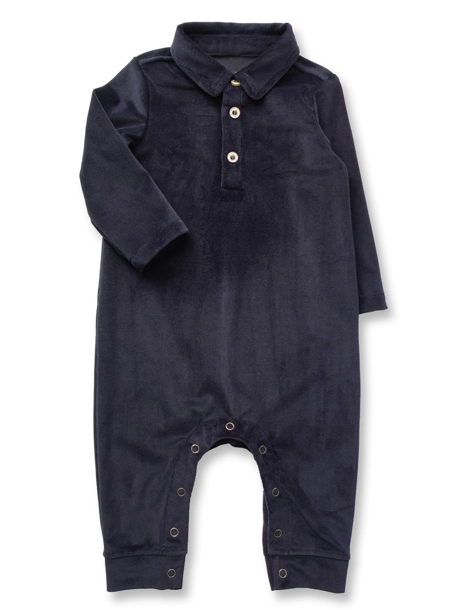 Navy Teddy Buttondown Romper
