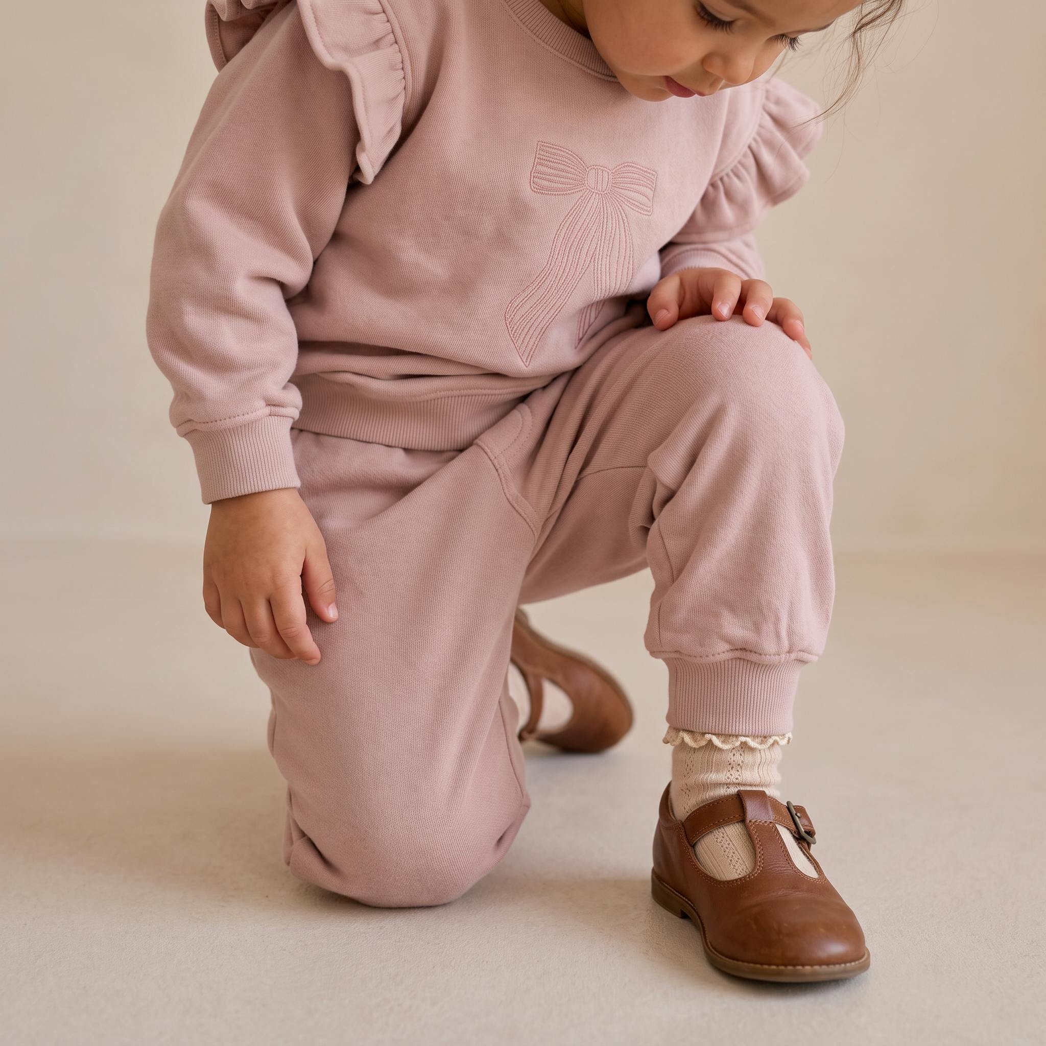 Organic Fleece Jogger Pants - Dusty Rose