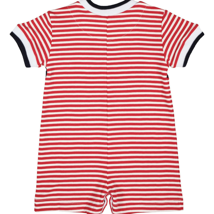 Stripe Knit Shortall With Nautical Applique