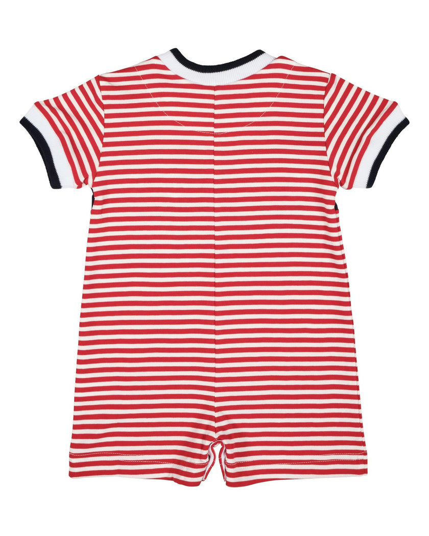 Stripe Knit Shortall With Nautical Applique